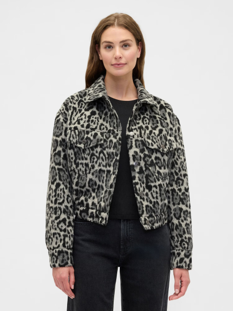 Женская укороченная куртка-рубашка Gap из экомеха 1159856831 (Серый S)