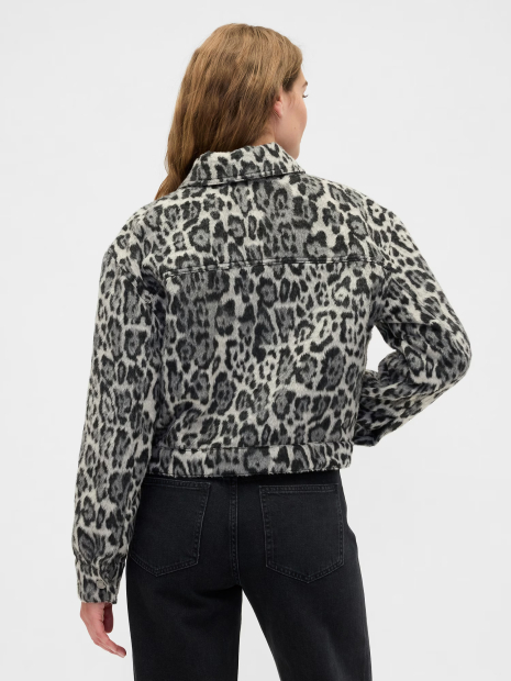 Женская укороченная куртка-рубашка Gap из экомеха 1159856831 (Серый S)