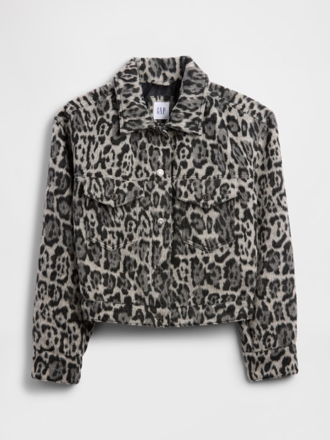 Женская укороченная куртка-рубашка Gap из экомеха 1159856831 (Серый S)