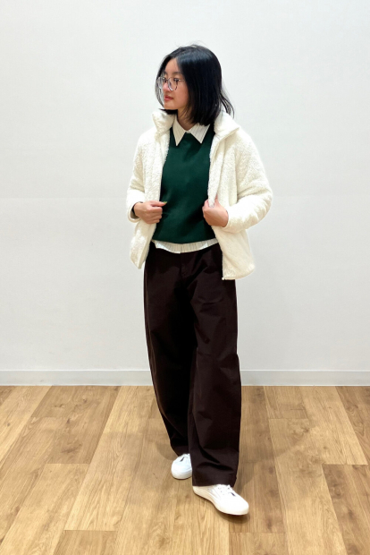 Куртка на молнии UNIQLO из искусственного меха 1159858361 (Молочный XXL)