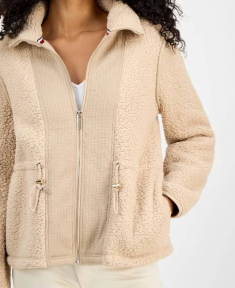 Женская куртка из экомеха Tommy Hilfiger шерпа 1159859890 (Бежевый S)