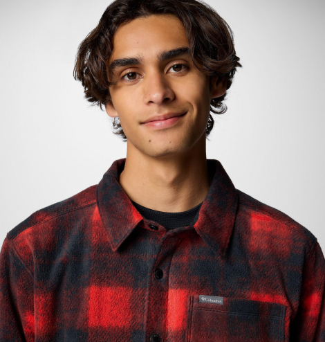 Чоловіча флісова куртка-сорочка Columbia в клітинку 1159860472 (Чорний/Червоний 2X)