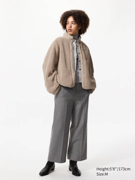 Куртка из искусственного меха Uniqlo на кнопках 1159865281 (Бежевый S)