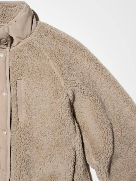 Куртка из искусственного меха Uniqlo на кнопках 1159865281 (Бежевый S)