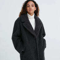 Плюшевое пальто Uniqlo Teddy на флисе 1159798762 (Серый, XS)