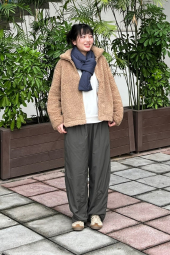 Куртка на молнии UNIQLO из искусственного меха 1159851472 (Коричневый XL)