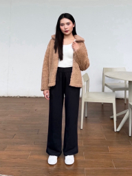 Куртка на молнии UNIQLO из искусственного меха 1159851472 (Коричневый XL)