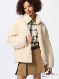 Куртка на молнии UNIQLO из искусственного меха 1159852027 (Молочный S)