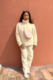 Куртка на молнии UNIQLO из искусственного меха 1159852027 (Молочный S)