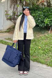 Куртка на молнии UNIQLO из искусственного меха 1159852027 (Молочный S)