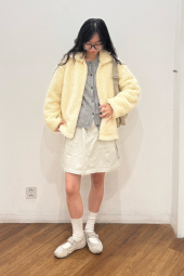 Куртка на молнии UNIQLO из искусственного меха 1159852027 (Молочный S)