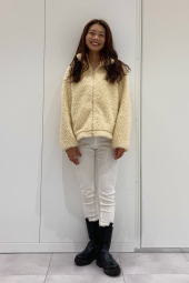 Куртка на молнии UNIQLO из искусственного меха 1159852027 (Молочный S)