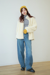 Куртка на молнии UNIQLO из искусственного меха 1159852027 (Молочный S)