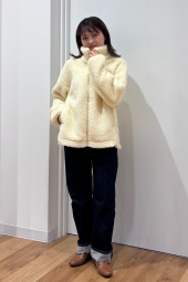 Куртка на молнии UNIQLO из искусственного меха 1159852027 (Молочный S)