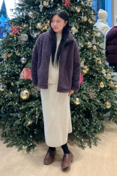 Куртка на молнии UNIQLO из искусственного меха 1159852029 (Фиолетовый L)