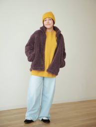 Куртка на молнии UNIQLO из искусственного меха 1159852029 (Фиолетовый L)