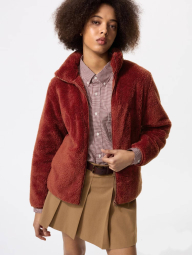 Куртка на молнии UNIQLO из искусственного меха 1159854279 (Красный M)