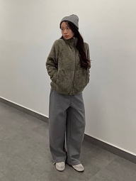 Куртка на блискавці UNIQLO зі штучного хутра 1159854766 (Зелений M)