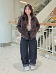 Куртка на молнии UNIQLO из искусственного меха 1159855787 (Коричневый L)