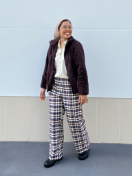 Куртка на молнии UNIQLO из искусственного меха 1159855787 (Коричневый L)