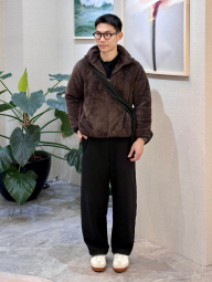 Куртка на молнии UNIQLO из искусственного меха 1159855787 (Коричневый L)