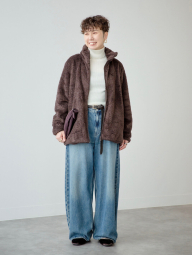 Куртка на молнии UNIQLO из искусственного меха 1159855787 (Коричневый L)