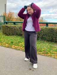 Куртка на молнии UNIQLO из искусственного меха 1159855899 (Фиолетовый S)