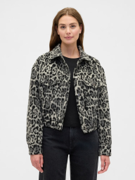 Женская укороченная куртка-рубашка Gap из экомеха 1159856831 (Серый S)