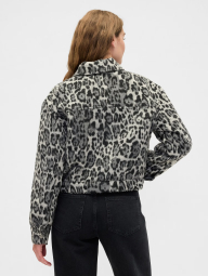 Женская укороченная куртка-рубашка Gap из экомеха 1159856831 (Серый S)