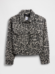 Женская укороченная куртка-рубашка Gap из экомеха 1159856831 (Серый S)