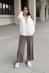 Куртка на молнии UNIQLO из искусственного меха 1159858361 (Молочный XXL)