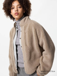 Куртка из искусственного меха Uniqlo на кнопках 1159865281 (Бежевый S)