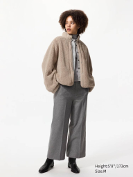 Куртка из искусственного меха Uniqlo на кнопках 1159865281 (Бежевый S)