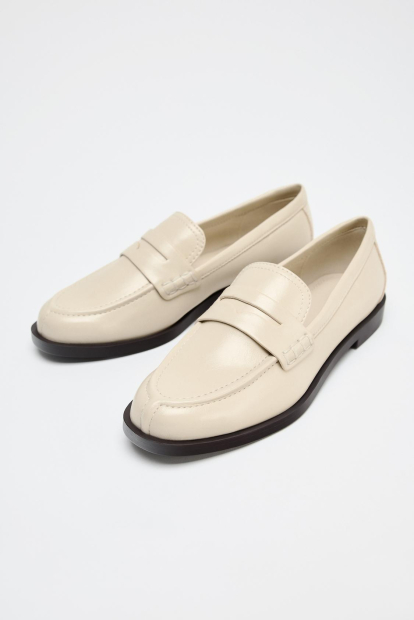 Женские лоферы ZARA 37 (6,5 US) 24 см Бежевый 1159842974