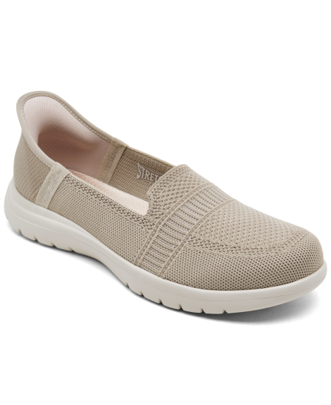 Женские мокасины Skechers слипоны 37 (7 US) 24 см Бежевый 1159865065