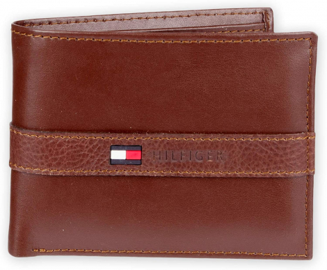 Гаманець шкіряний Tommy Hilfiger гаманець art559742 (Червоно-коричневий)