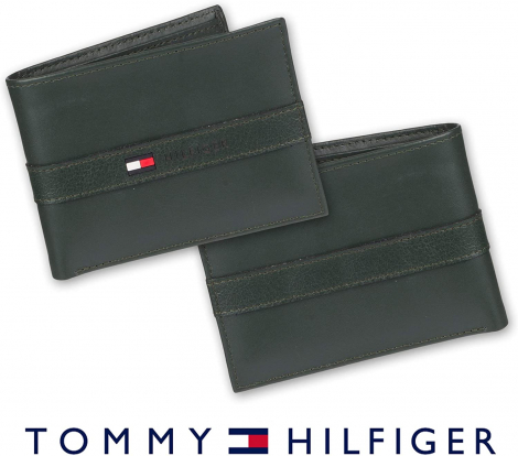 Кошелек кожаный Tommy Hilfiger бумажник портмоне art785968 (Зеленый)