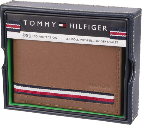 Кошелек кожаный Tommy Hilfiger бумажник портмоне 1159767522 (Коричневый, One size)