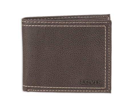 Чоловічий шкіряний гаманець Levi's подвійного складання 1159803628 (Коричневий, One size)