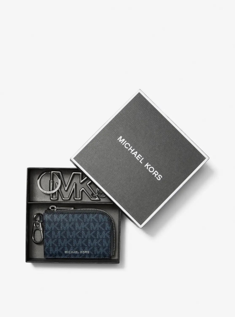 Чоловічий комплект Michael Kors гаманець та брелок 1159807008 (Білий/синій, One size)