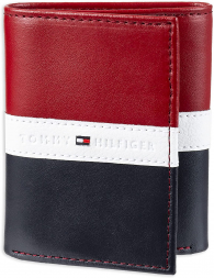 Кошелек кожаный Tommy Hilfiger бумажник портмоне art805663 (Красный/Черный)