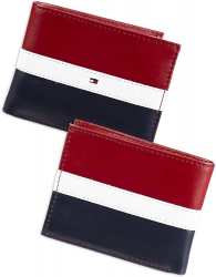 Кошелек кожаный Tommy Hilfiger бумажник портмоне art768417 (Красный/Синий)