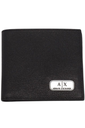 Мужской кожаный кошелек Armani Exchange с логотипом 1159783081 (Черный, One size)