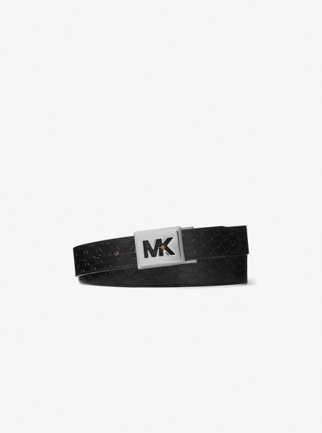 Двосторонній ремінь із штучної шкіри Michael Kors із тисненим логотипом 1159807006 (Чорний/коричневий, One size)
