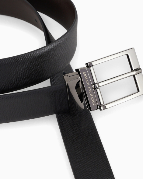 Двусторонний кожаный ремень Armani Exchange 1159834173 (Черный One size)