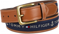 Мужской кожаный  ремень Tommy Hilfiger art905402 (Коричневый/Синий, размер 44)