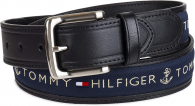 Мужской кожаный  ремень Tommy Hilfiger art190430 (Черный/Синий, размер 42)