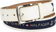 Мужской кожаный  ремень Tommy Hilfiger art826186 (Белый/Синий, размер 44)