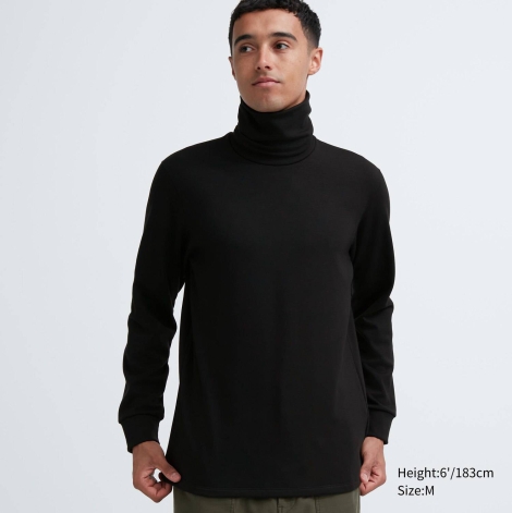 Мужской лонгслив UNIQLO водолазка с технологией HEATTECH 1159797837 (Черный, XS)