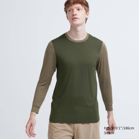 Мужской лонгслив UNIQLO с технологией HEATTECH 1159799161 (Зеленый, L)